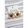 Vintage Model Bordo Gold Renk Pirinç Kadın Küpe