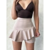 Vnlu fırfırlı şort bej s24683