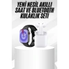 Yeni Nesil Akıllı Saat Ve Kulaklık Seti Gümüş Kasa Zarif Tasarım Çok Fonksiyonlu