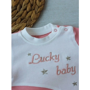 0-3 3-6 Ay Lucky Turk Nakışlı Es Çizgi Boy Şapkalı Kız Bebek Tulumu Pudra