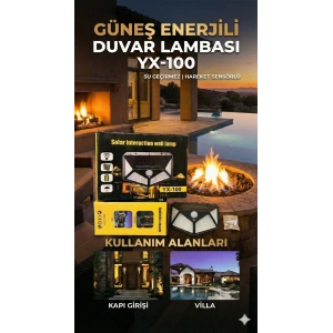 100 Led DIŞ Mekan Solar Aydınlatma Fotoselli Solar Lamba Hareket Sensörlü