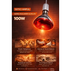 100W Isıtıcı Ampul Kırmızı Isı Lambası Civciv Kümes Kuluçka E27 Duy Isıtma Ampulü (  )