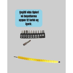 12 Parça Akrobat Bits Seti Çok Amaçlı Vidalama Dayanıklı Çelik Yeni Nesil