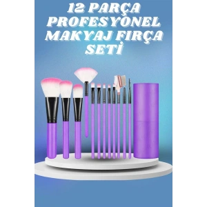 12 Parça Yumuşak Uçlu Makyaj Fırça SetGöz ve Yüz Makyajı İçin Fırça Seti Profesyonel Makyaj Seti