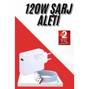 120W Şarj Aleti Hızlı Çift Turbo Şarj Aleti Seti Beyaz