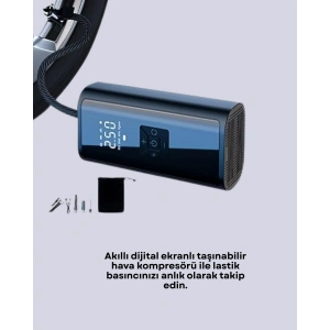 12V Uyumlu Çok İşlevli Akıllı Araç Lastik Pompası Yeni Nesil