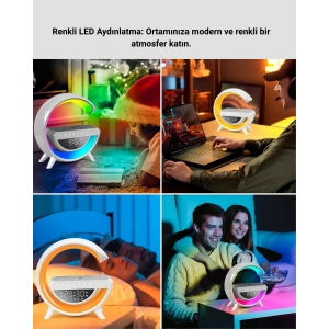 13 Renk Seçenekli Kablosuz Şarj Cihazlı LED Lamba