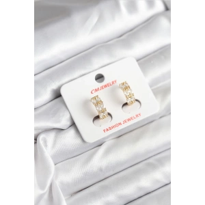 14K Gold Renk Kaplama Zirkon Taşlı CM Kadın Küpe