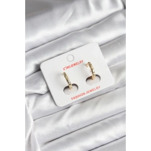 14K Gold Renk Kaplama Zirkon Taşlı Halka Model CM Kadın Küpe