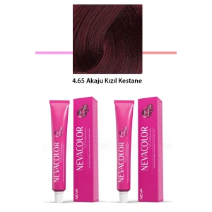 2 Li Set Premium 4.65 Akaju Kızıl Kestane  Kalıcı Krem Saç Boyası 2 X 50 G Tüp (74)