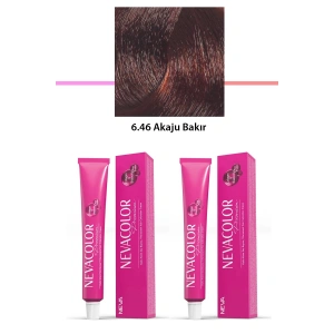 2 Li Set Premium 6.46 Akaju Bakır  Kalıcı Krem Saç Boyası 2 X 50 G Tüp (74)