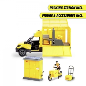 203747020 Dickie DHL Delivery Setfreewheel Delivery vehicle packaging statio - 1 Adet