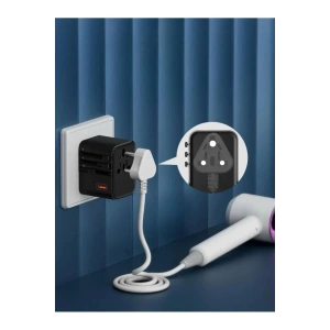 25w Evrensel Seyahat Adaptörü, Eu/us/uk/au Priz Dönüştürücü, 1x Usb, 2x Type-c Hızlı Şarj