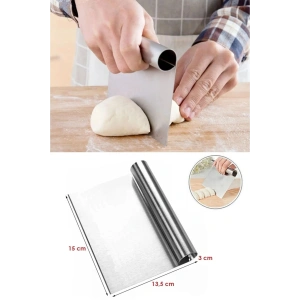 2li Set Hamur Şekillendirici Eğik Pasta Spatulası +Metal Hamur Kesici Kazıyıcı Spatula