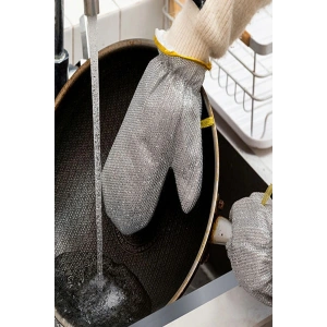 2li Telli Bulaşık Eldiveni Su Geçirmez Kir Sökücü Tava Tencere Ovma Mutfak Banyo Temizlik Eldiveni