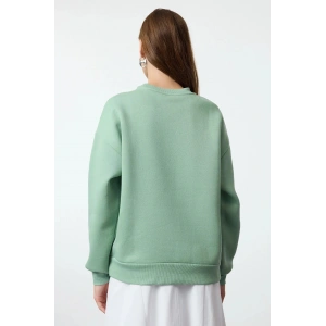 3 iplik şardonlu bisiklet yaka sweatshirt mint