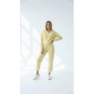 3 iplik şardonlu Kapşonlu fermuarlı kısa üst sarı pat8590