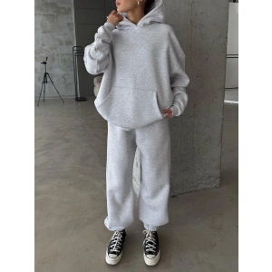 3 iplik şardonlu Lastik paça eşofman gri p510439