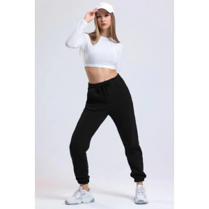 3 iplik şardonlu paça lastikli eşofman siyah