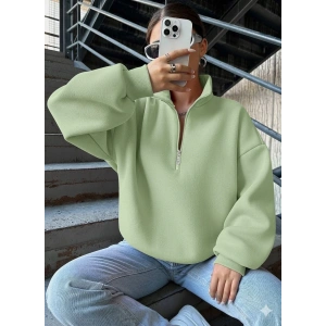 3 iplik Şardonlu yarım fermuarlı sweatshirt mint