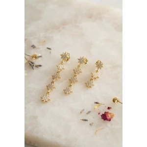 3 lü Set Küpe Gold Renk Kutup Yıldızı Detaylı