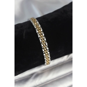 316L Çelik 7 mm Kalınlıkta Gold ve Gümüş Renkli Erkek Bileklik