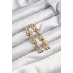 316L Çelik Gold Renk Sallantılı Model Küpe