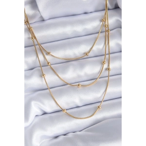 316L Çelik Gold Renk 3lü Minimal Toplu Kadın Kolye