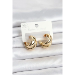 316L Çelik Gold Renk Asimetrik Halka Model Kadın Küpe