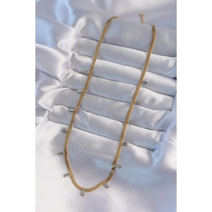 316L Çelik Gold Renk Baget Taşlı İtalyan Zincir Kolye