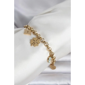 316L Çelik Gold Renk Charmlı Kadın Bileklik