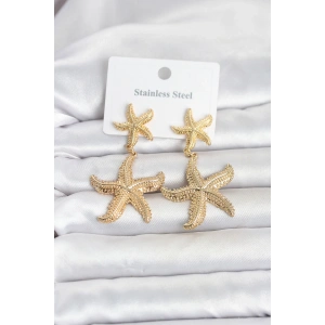 316L Çelik Gold Renk Deniz Yıldızı Model Kadın Küpe