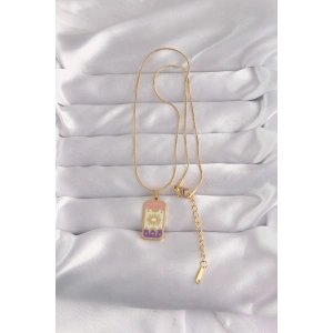 316L Çelik Gold Renk Karışık Mineli Ay Figür Tarot Kolye