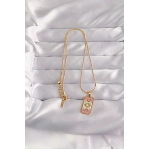 316L Çelik Gold Renk Karışık Mineli Ay Figür Tarot Kolye