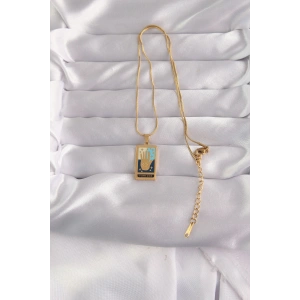 316L Çelik Gold Renk Karışık Mineli El Figür Tarot Kolye