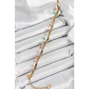 316L Çelik Gold Renk Kristal Karışık Renkli Taşlı Kadın Bileklik