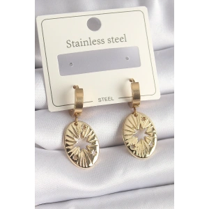 316L Çelik Gold Renk Kutup Yıldız İşleme Kadın Küpe