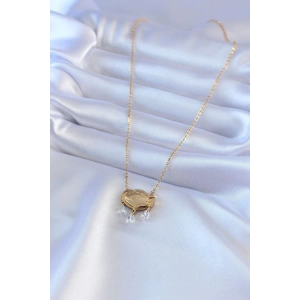 316L Çelik Gold Renk Lotus Model Zirkon Taşlı Kadın Kolye