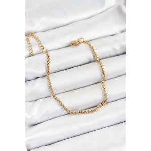 316L Çelik Gold Renk Örgü Burgu Zincir Erkek Bileklik