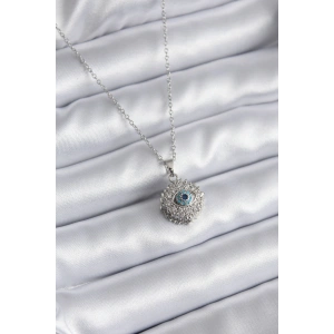 316L Çelik Gold Renk Zirkon Taşlı Göz Model Kadın Kolye