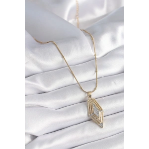 316L Çelik Gold Renk Zirkon Taşlı Vintage Model Kadın Kolye