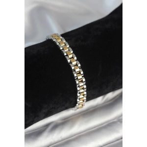 316L Çelik Gold ve Gümüş Renk 7 mm Kalınlık Erkek Bileklik