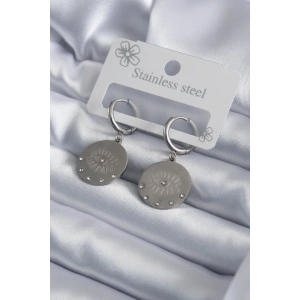 316L Çelik Gümüş Renk Göz İşleme Zirkon Taş Detay Kadın Küpe