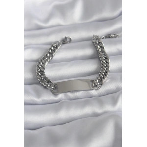 316L Çelik Gümüş Renk İsim Yazılabilir Plaka Model Kadın Bileklik