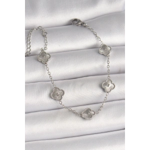 316L Çelik Gümüş Renk İşlemeli Baby Boy Yonca Model Kadın Bileklik