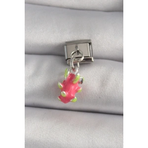 316L Çelik Gümüş Renk Sallantı Ejder Meyvesi Model Nomination Charm