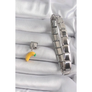 316L Çelik Gümüş Renk Sallantı Muz Model Nomination Charm