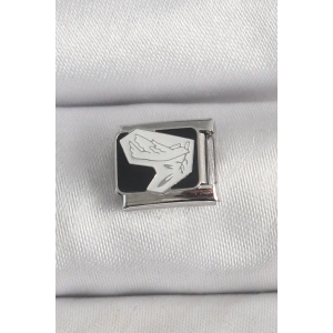 316L Çelik Gümüş Renk Siyah Beyaz Kuş İşlemeli Nomination Charm