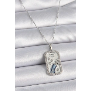 316L Çelik Gümüş Renk Zincir Kova Burcu Zirkon Taşlı Kadın Kolye