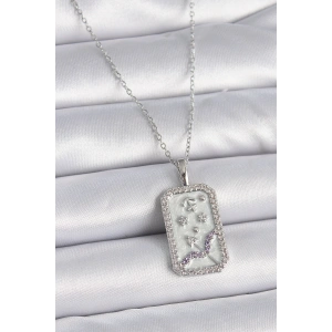 316L Çelik Gümüş Renk Zincir Yay Burcu Zirkon Taşlı Kadın Kolye